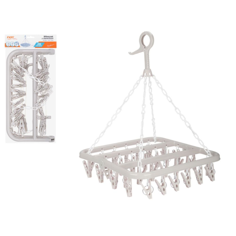 Wieszak z klamerkami 28 sztuk RAVI